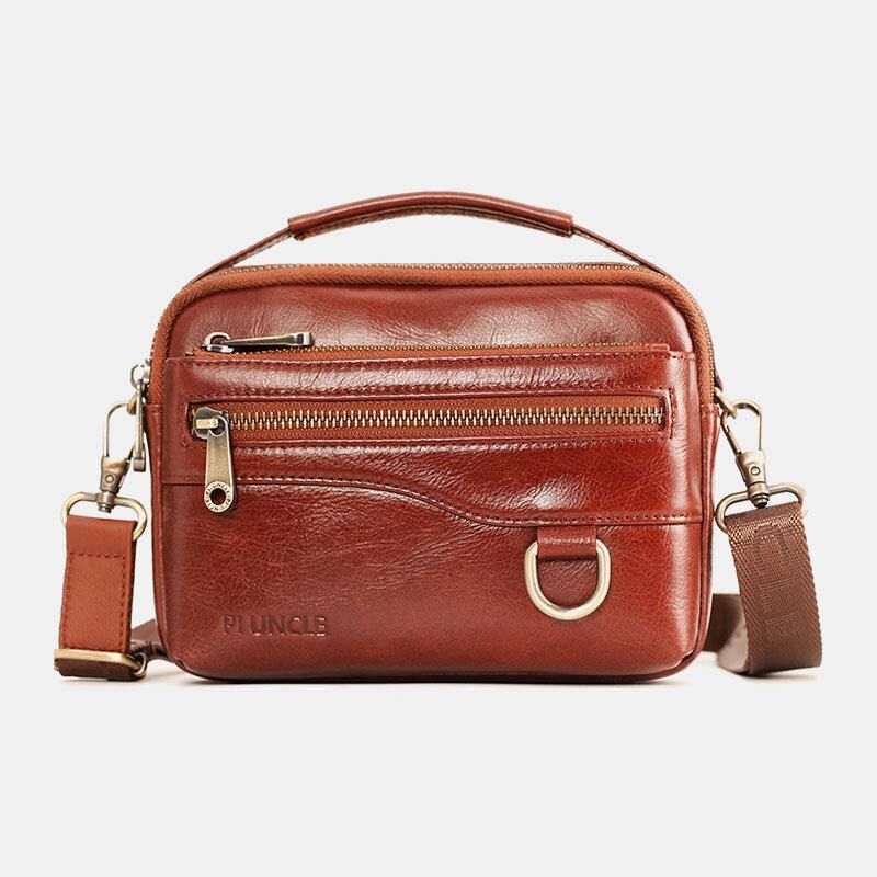 Män Äkta Läder Multifunktion Multi-Carry 4 Kortplatser Crossbody Bag Midjeväska