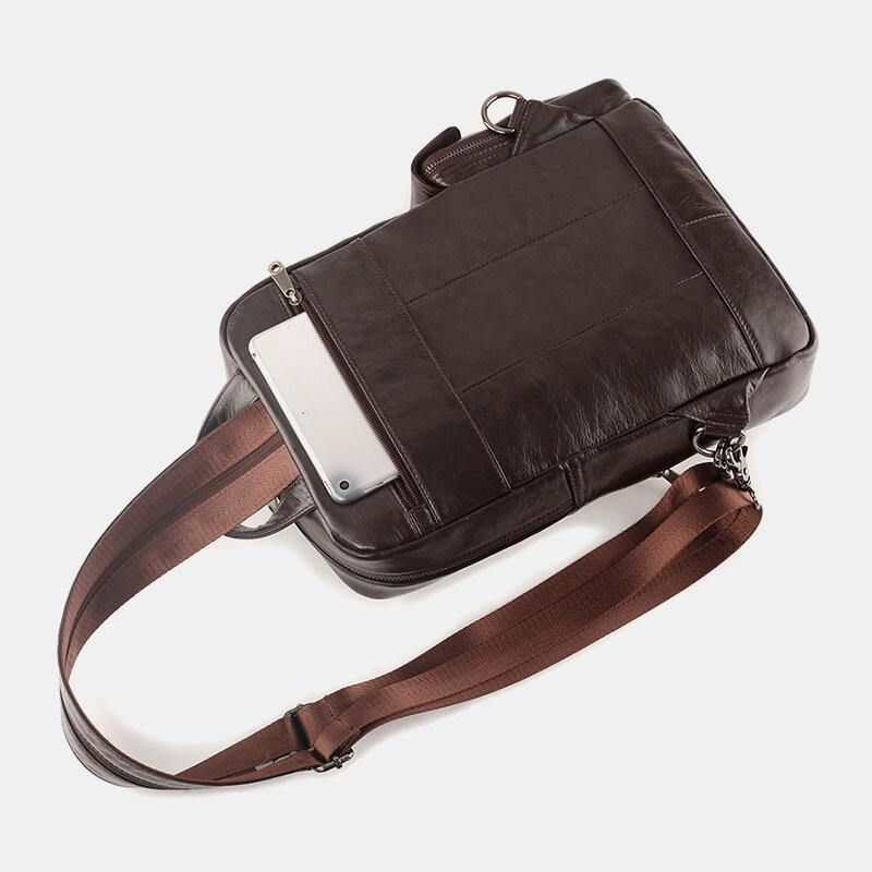 Män Äkta Läder Multifunktion Multi-Carry Outdoor Travel Cowhide Crossbody Bag Ryggsäck