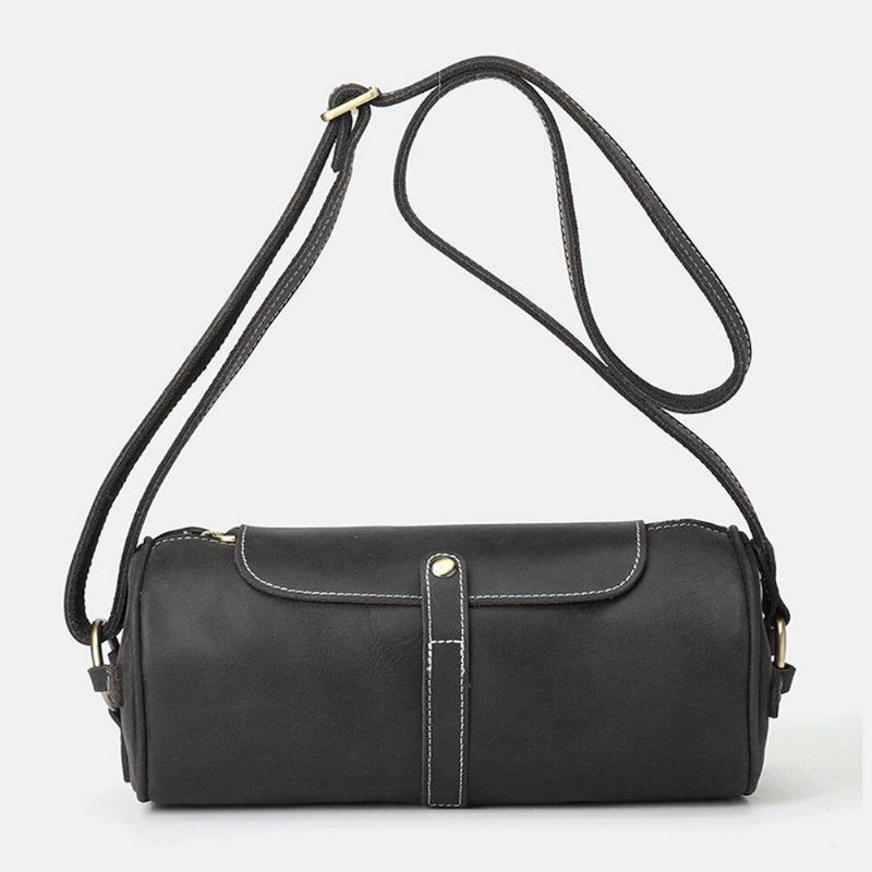 Män Äkta Läder Retro Mode Justerbar Crossbody Bag Axelväska