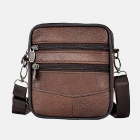 Män Äkta Läder Stor Kapacitet Business Multi-Carry Crossbody-Väska