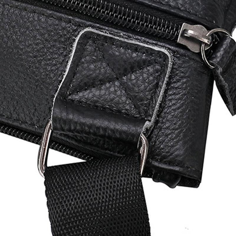 Män Äkta Läder Stor Kapacitet Vattentät Slitstark Crossbody-Väska