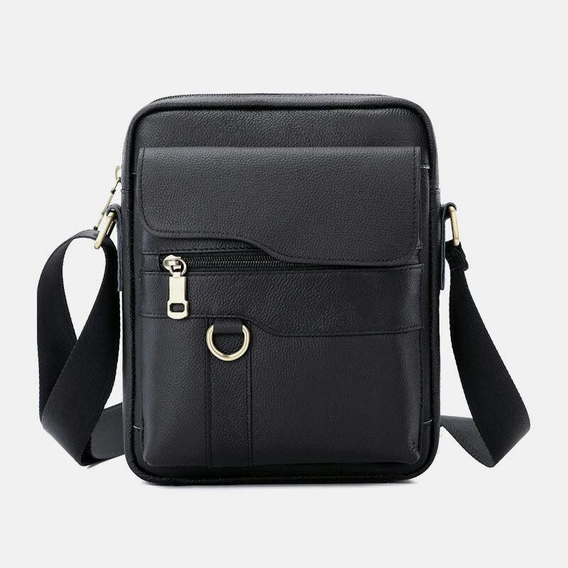 Män Äkta Läder Stor Kapacitet Vintage Casual 6.5 Tums Telefonväska Crossbody-Väska Axelväska Messenger Portfölj