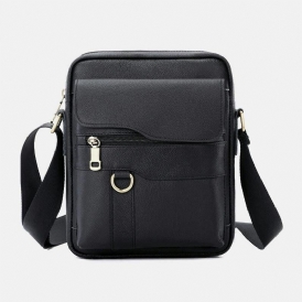 Män Äkta Läder Stor Kapacitet Vintage Casual 6.5 Tums Telefonväska Crossbody-Väska Axelväska Messenger Portfölj