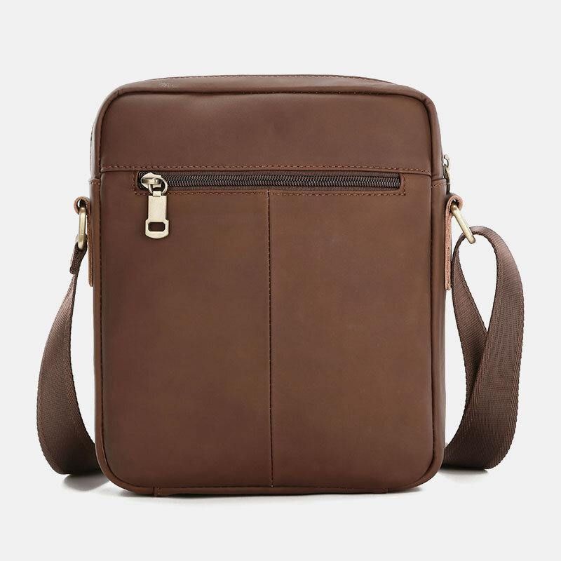 Män Äkta Läder Stor Kapacitet Vintage Casual 6.5 Tums Telefonväska Crossbody-Väska Axelväska Messenger Portfölj