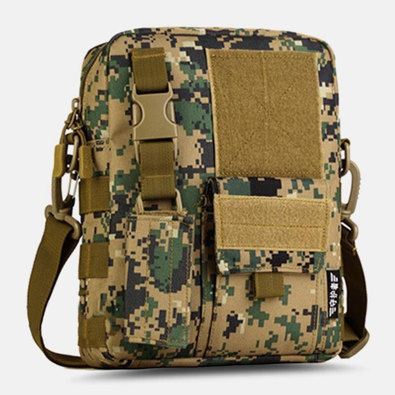 Män Camo Mönster Multifunktion Stor Kapacitet Utomhus Resor Taktisk Väska Crossbody Bag Axelväska Fyrkantig Väska