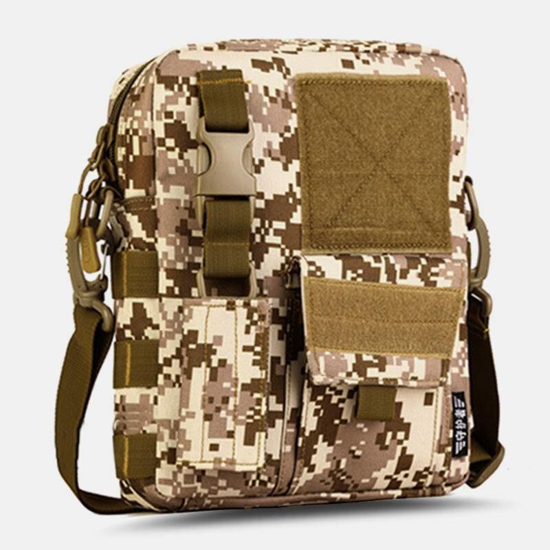 Män Camo Mönster Multifunktion Stor Kapacitet Utomhus Resor Taktisk Väska Crossbody Bag Axelväska Fyrkantig Väska