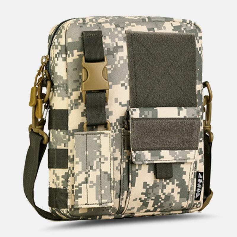 Män Camo Mönster Multifunktion Stor Kapacitet Utomhus Resor Taktisk Väska Crossbody Bag Axelväska Fyrkantig Väska