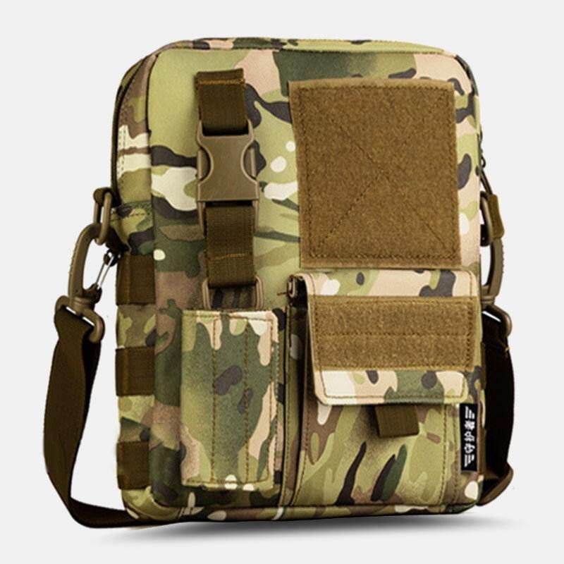 Män Camo Mönster Multifunktion Stor Kapacitet Utomhus Resor Taktisk Väska Crossbody Bag Axelväska Fyrkantig Väska