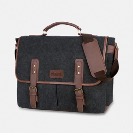 Män Canvas Multi-Pocket Slitbeständig Vintage Business Messenger Bag Laptopväska Crossbody Bag Handväska