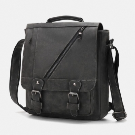 Män Konstläder Retro Stor Kapacitet Multi-Carry Handväska Crossbody-Väska