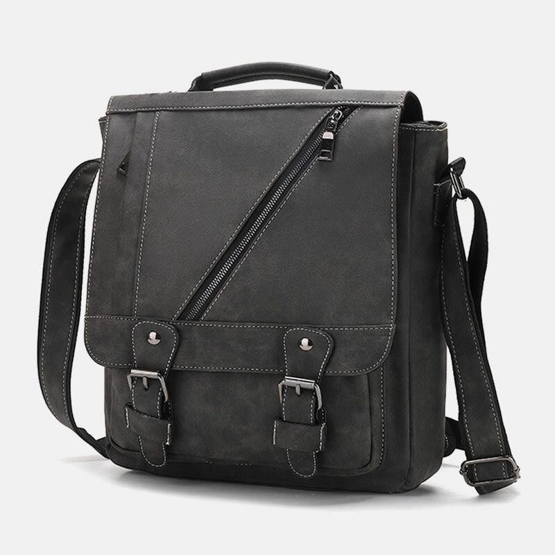 Män Konstläder Retro Stor Kapacitet Multi-Carry Handväska Crossbody-Väska