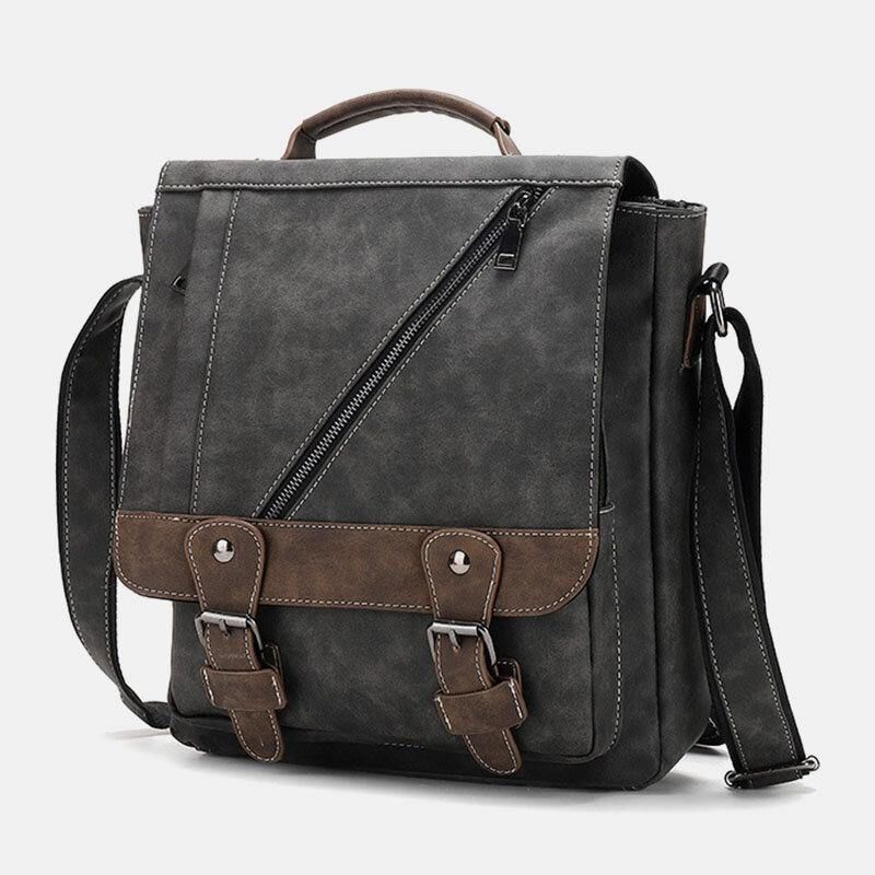 Män Konstläder Retro Stor Kapacitet Multi-Carry Handväska Crossbody-Väska