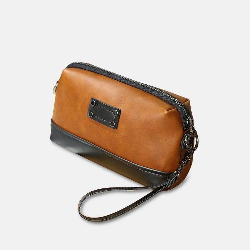 Män Pu-Läder Enfärgad Stöldskydd Casual Telefonväska Crossbody-Väska Axelväska