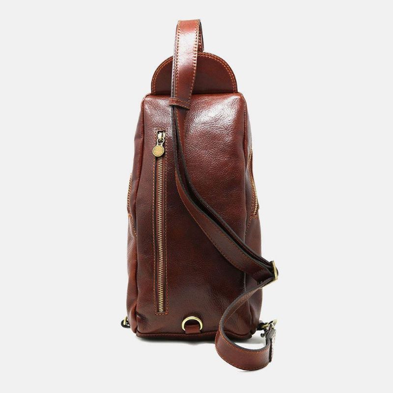 Män Pu Läder Stöldskydd Vintage Casual Axelväska Crossbody Bag Bröstväska Sling Bag Hippie Bag