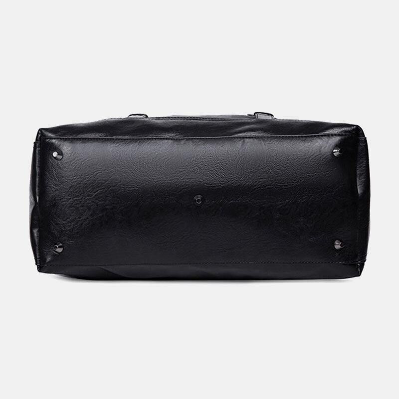 Män Pu-Läder Stor Kapacitet Bärbar Business Messenger Bag Handväska Axelväska Crossbody Bag Duffelväska