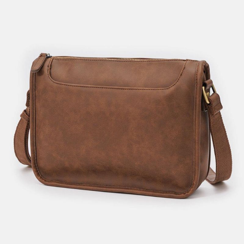 Män Pu-Läder Stor Kapacitet Vintage 6.3 Tums Telefonväska Messenger Bag Crossbody-Väskor Axelväska