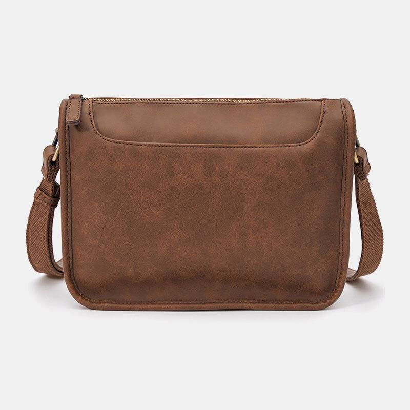 Män Pu-Läder Stor Kapacitet Vintage 6.3 Tums Telefonväska Messenger Bag Crossbody-Väskor Axelväska