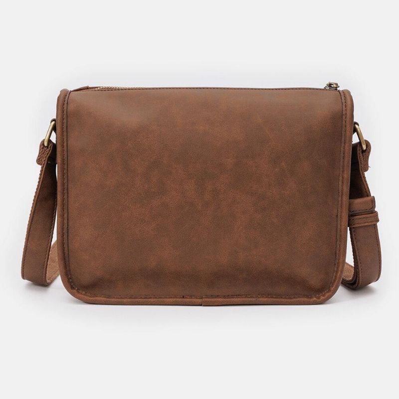 Män Pu-Läder Stor Kapacitet Vintage 6.3 Tums Telefonväska Messenger Bag Crossbody-Väskor Axelväska