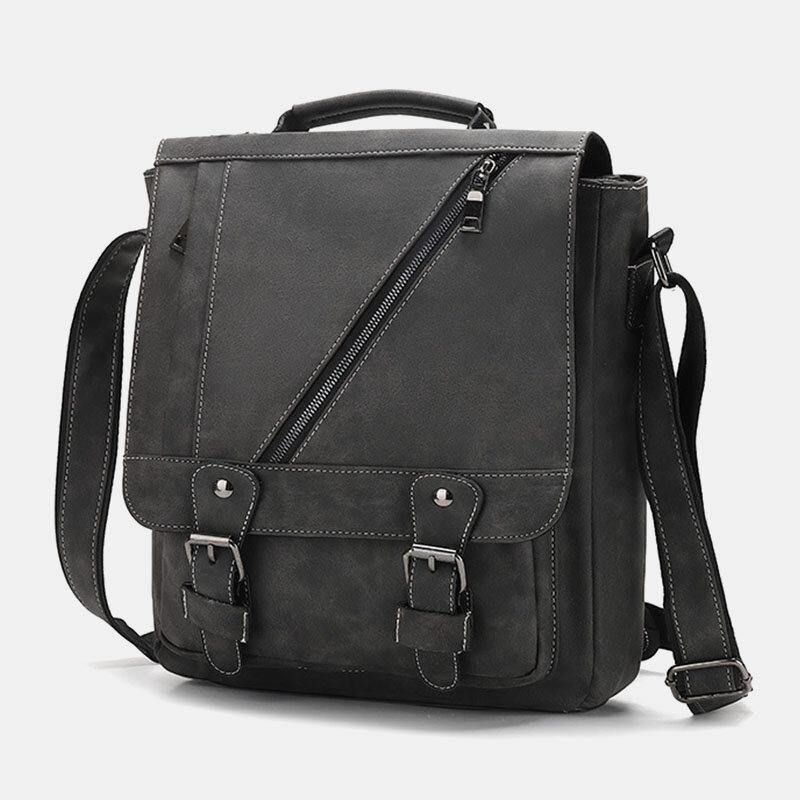 Män Pu-Läder Stor Kapacitet Vintage Casual Vattentät Crossbody-Väskor Som Andas Axelväskor Handväska