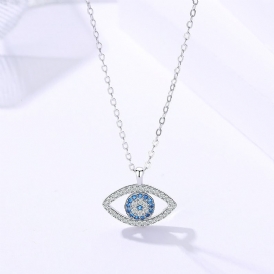 S925 Sterling Silver Smycken Europeiska Och Amerikanska Atmospheric Demon Eye Halsband Eye Pendant