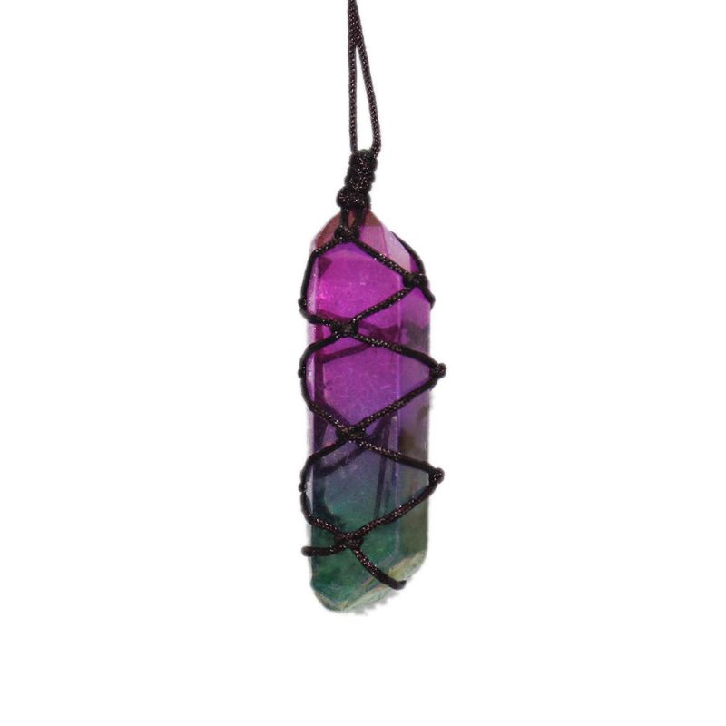 Vit Crystal Single Crystal Galvanisering Dubbelfärgad Net Pocket Necklace