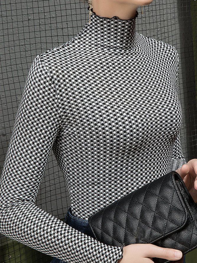 Urban Långärmad Turtleneck Geometrisk Tight Top