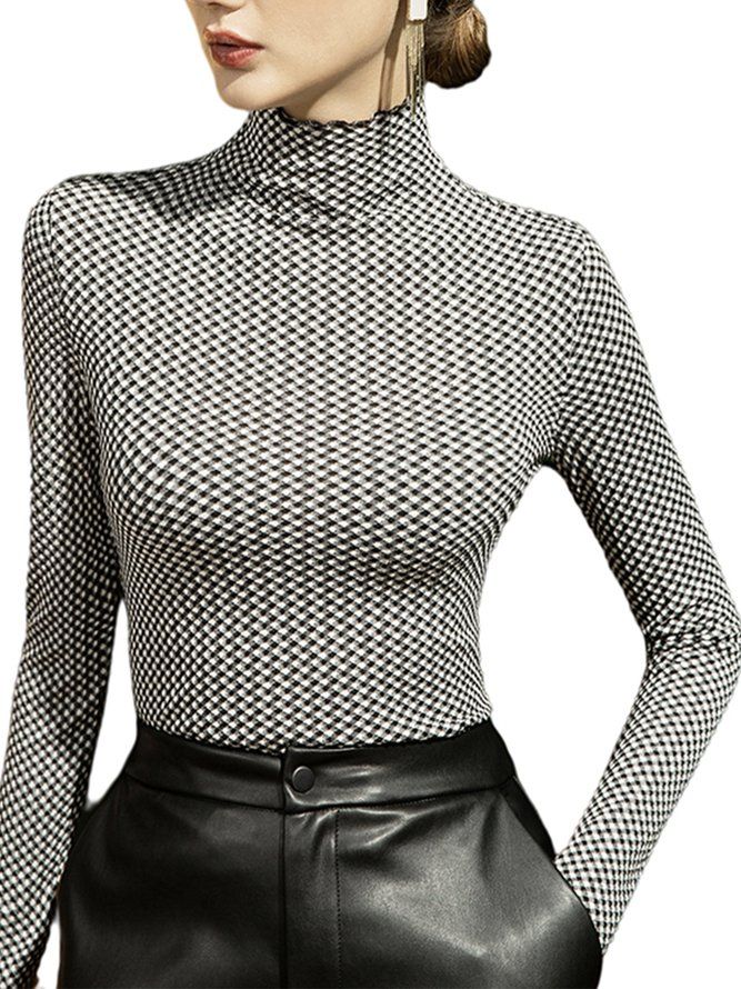 Urban Långärmad Turtleneck Geometrisk Tight Top