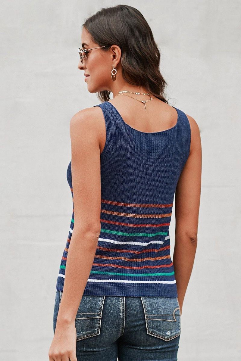 Multicolor Stripes Knit Linne