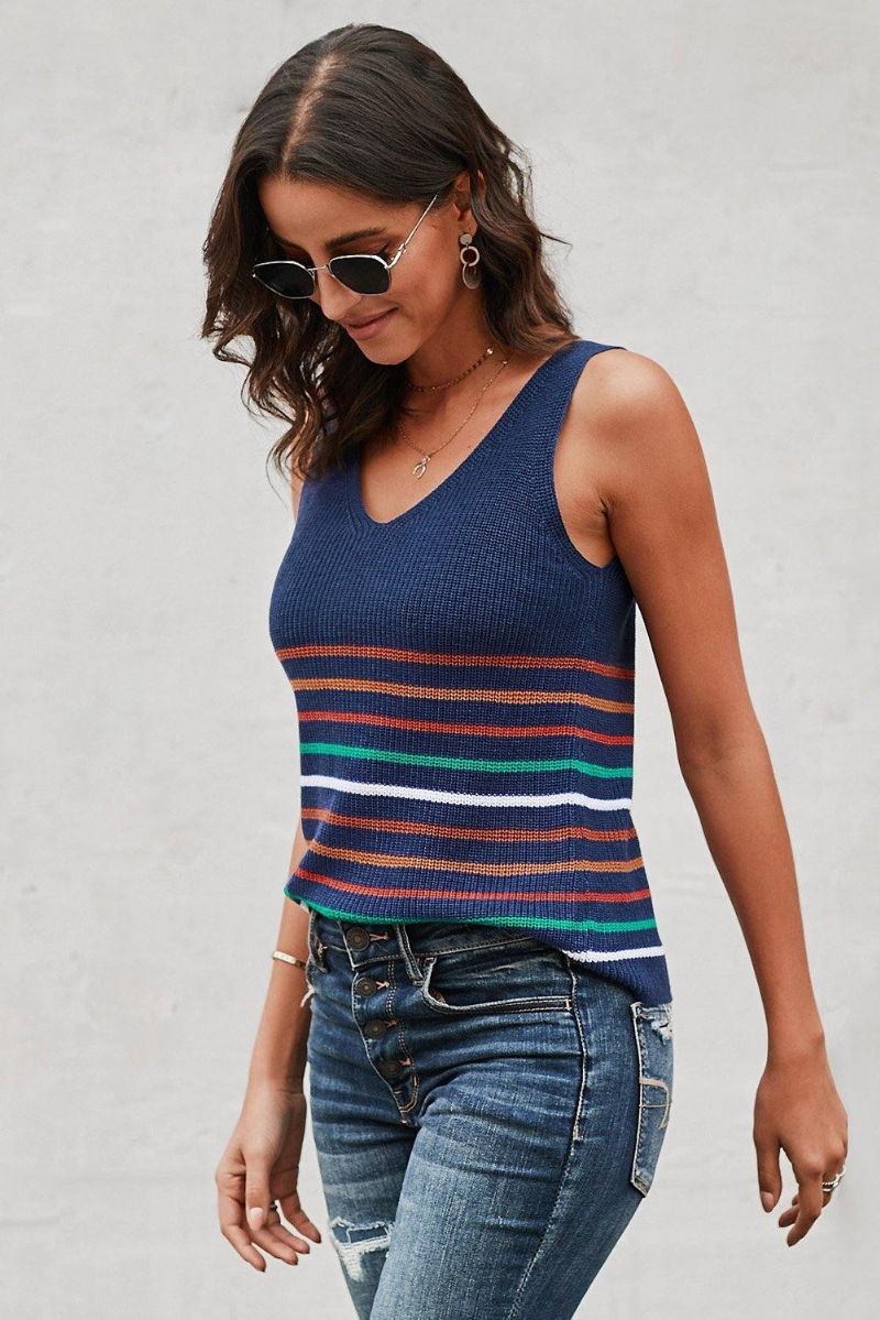 Multicolor Stripes Knit Linne