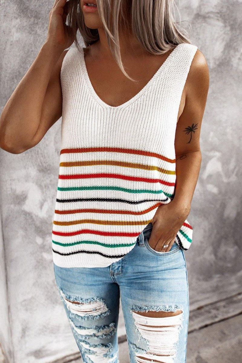 Multicolor Stripes Knit Linne