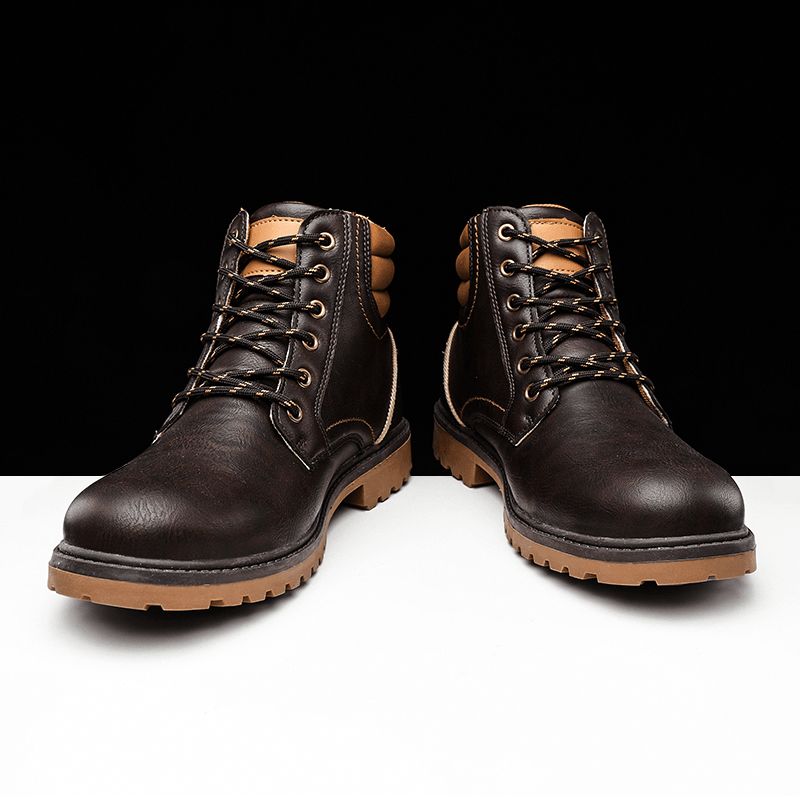 Män Bekväm Mikrofiberläder Halkbeständig Casual Tooling Stövlar Boots