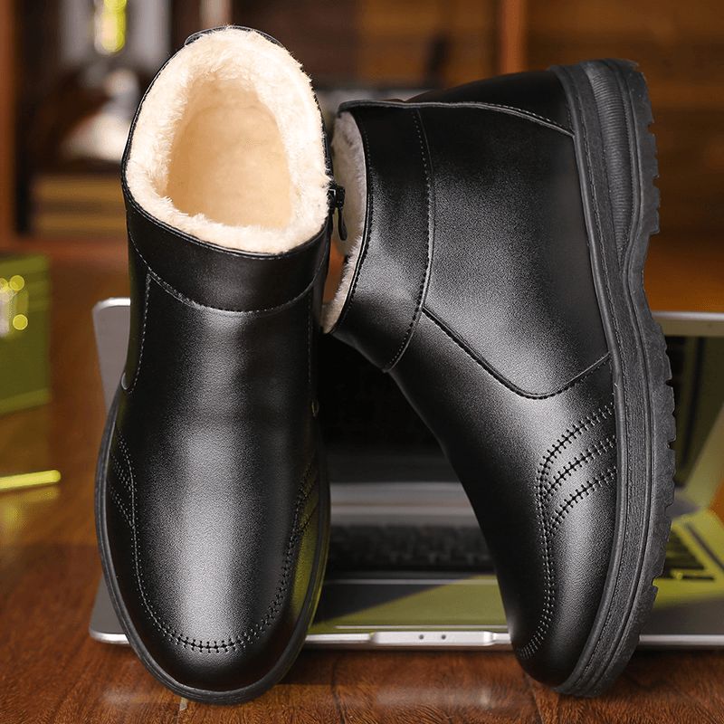 Män Comfy Microfiber Läder Varmfodrade Business Casual Ankel Stövlar Boots