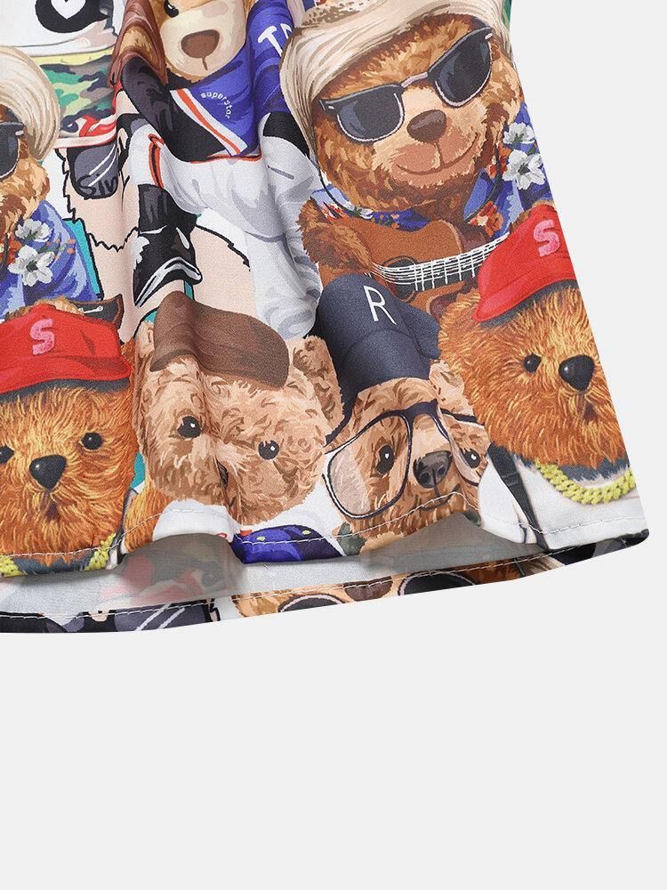 Bear Teddy Cartoon Casual Shirts För Män