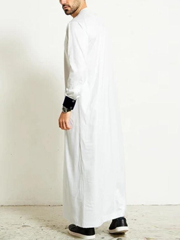 Herrblommatryck Manschett Zip Back Casual Långärmad Kaftan Robe