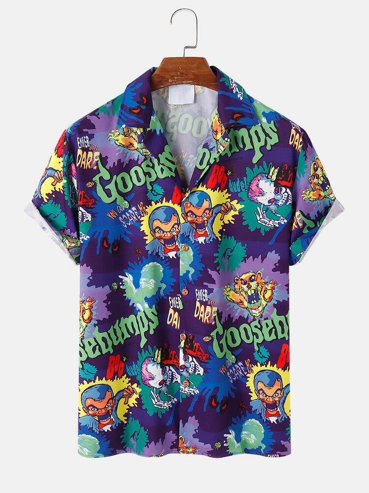 Herrmode Cartoon Pattern Casual Shirts