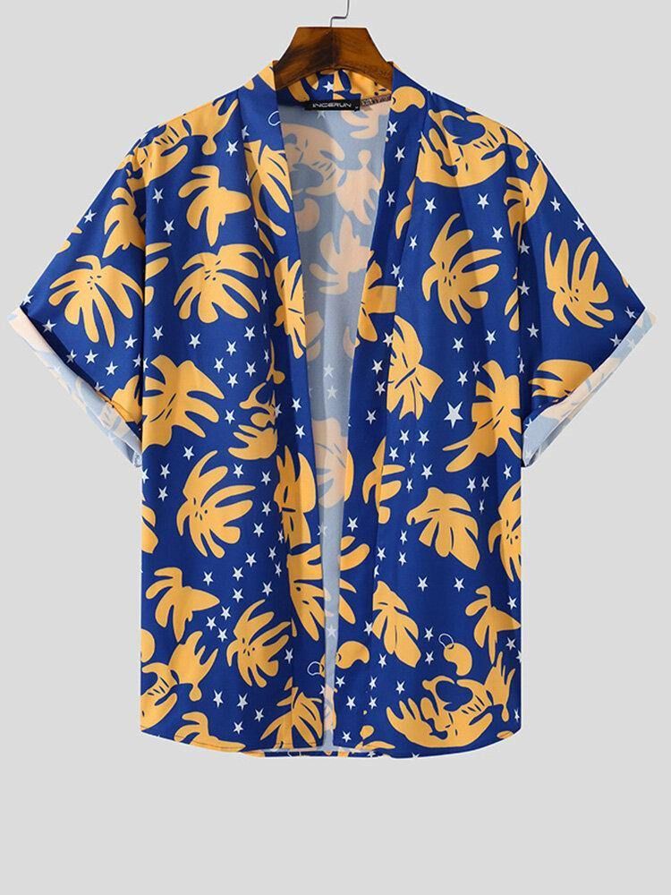 Löv-Och Stjärntryck För Män Med Dragsko På Framsidan Holiday Shirts Shorts