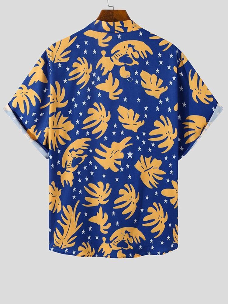 Löv-Och Stjärntryck För Män Med Dragsko På Framsidan Holiday Shirts Shorts