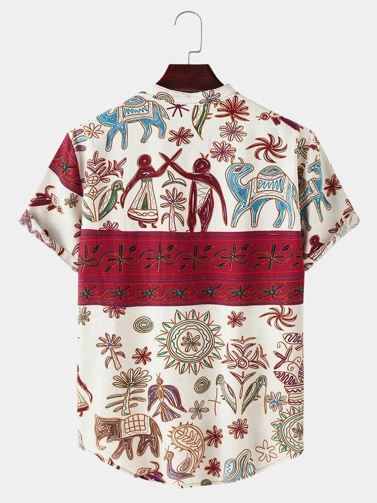 Mäns Causal Tribal Pattern Doodle Holiday Henley-Skjortor