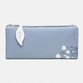 Kvinnor 13 Kortplatser Bifold Flower Printed Long Wallet Clutches Bag