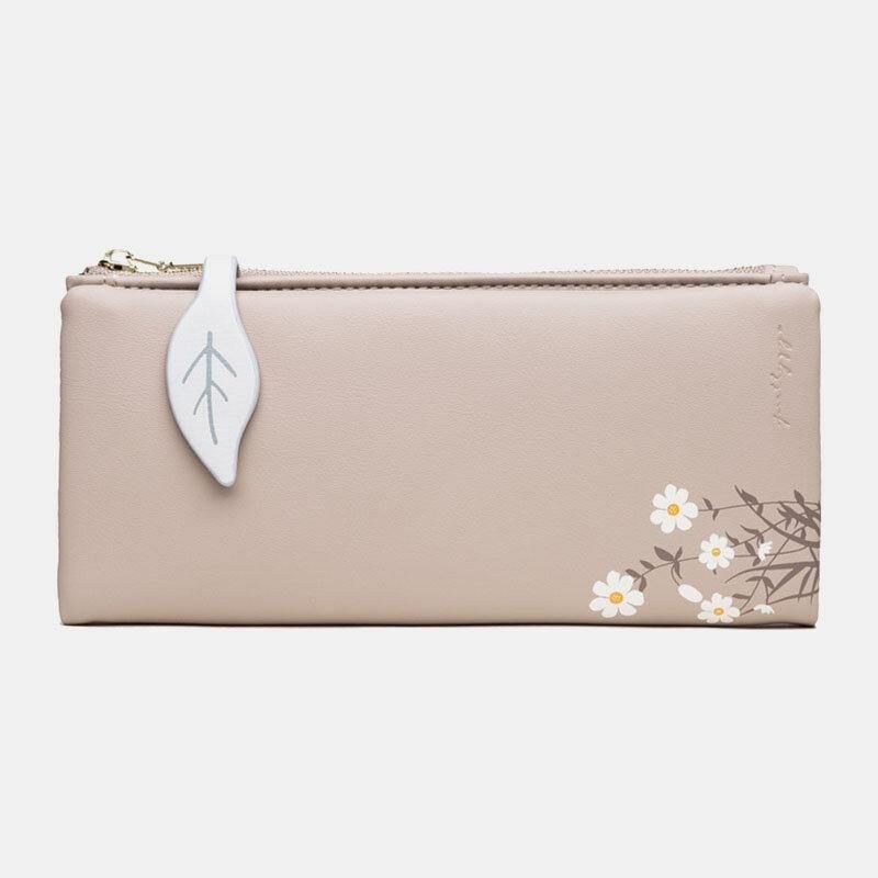 Kvinnor 13 Kortplatser Bifold Flower Printed Long Wallet Clutches Bag