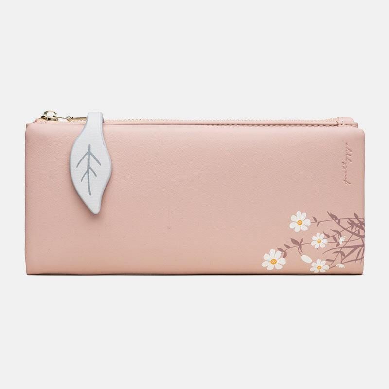 Kvinnor 13 Kortplatser Bifold Flower Printed Long Wallet Clutches Bag