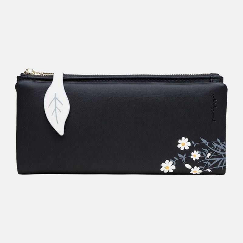 Kvinnor 13 Kortplatser Bifold Flower Printed Long Wallet Clutches Bag