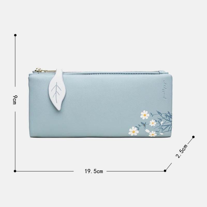 Kvinnor 13 Kortplatser Bifold Flower Printed Long Wallet Clutches Bag