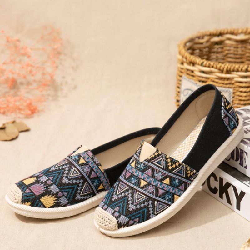 Kvinnor Casual Mjuk Patchwork Rund Toe Fisherman Skor