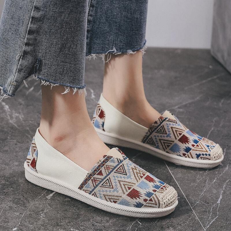 Kvinnor Casual Mjuk Patchwork Rund Toe Fisherman Skor