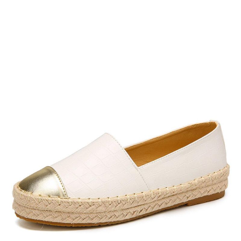 Kvinnor Casual Splicing Slip On Espadrille Loafers Platta Skor Fisherman'S Skor