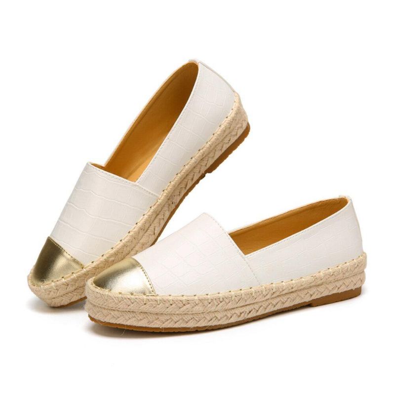 Kvinnor Casual Splicing Slip On Espadrille Loafers Platta Skor Fisherman'S Skor