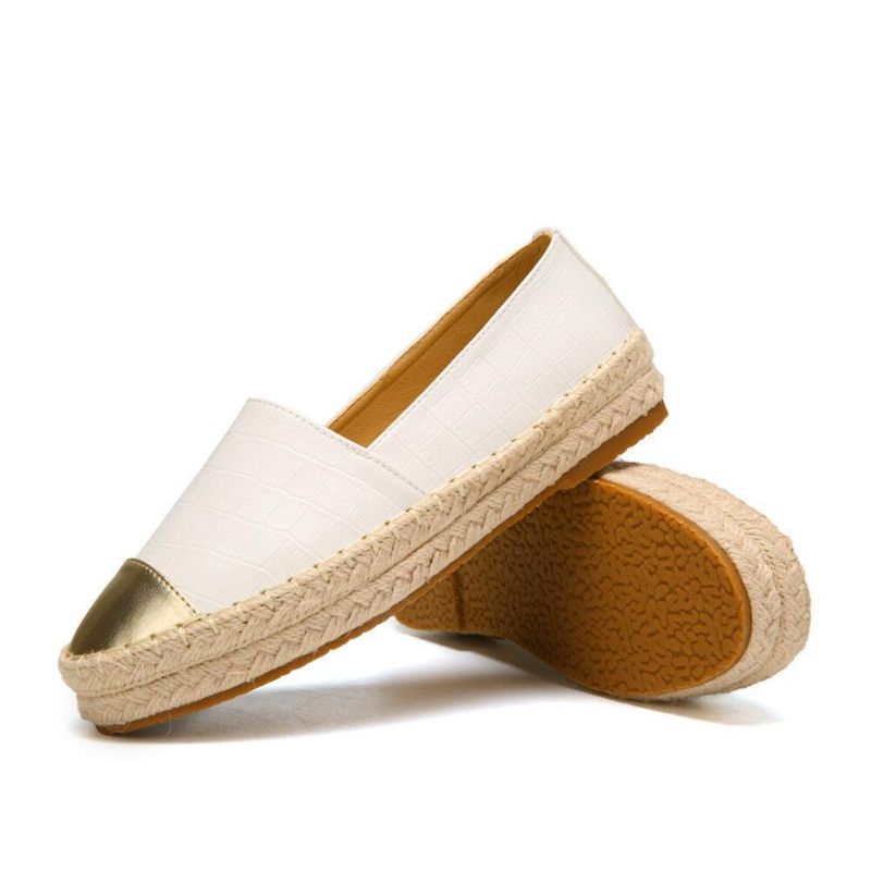 Kvinnor Casual Splicing Slip On Espadrille Loafers Platta Skor Fisherman'S Skor