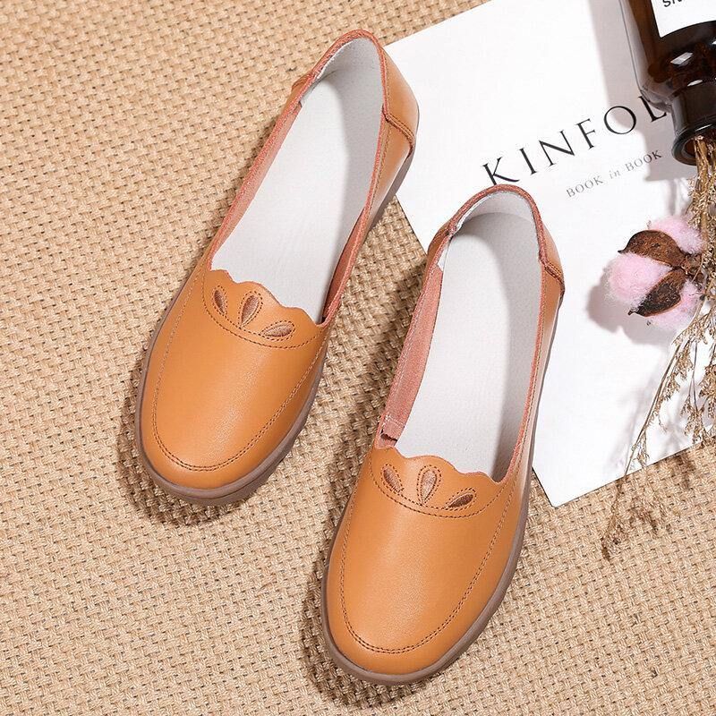 Kvinnor Dagligen Rund Tå Mjuk Enfärgad Flat Loafers Skor