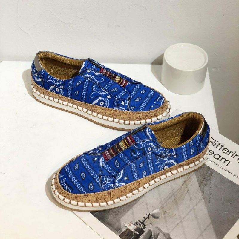 Kvinnor Folkways Printing Comfy Slip On Casual Flat Skor